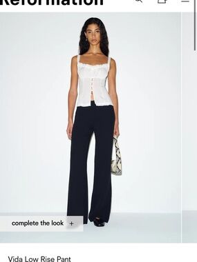 Reformation Black Wide-Leg Vida Low-Rise Pants